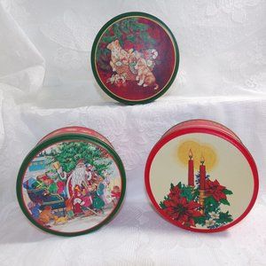 Vintage lot of 3 Christmas Tin can 3 X 5.5" Fill them up with any gift